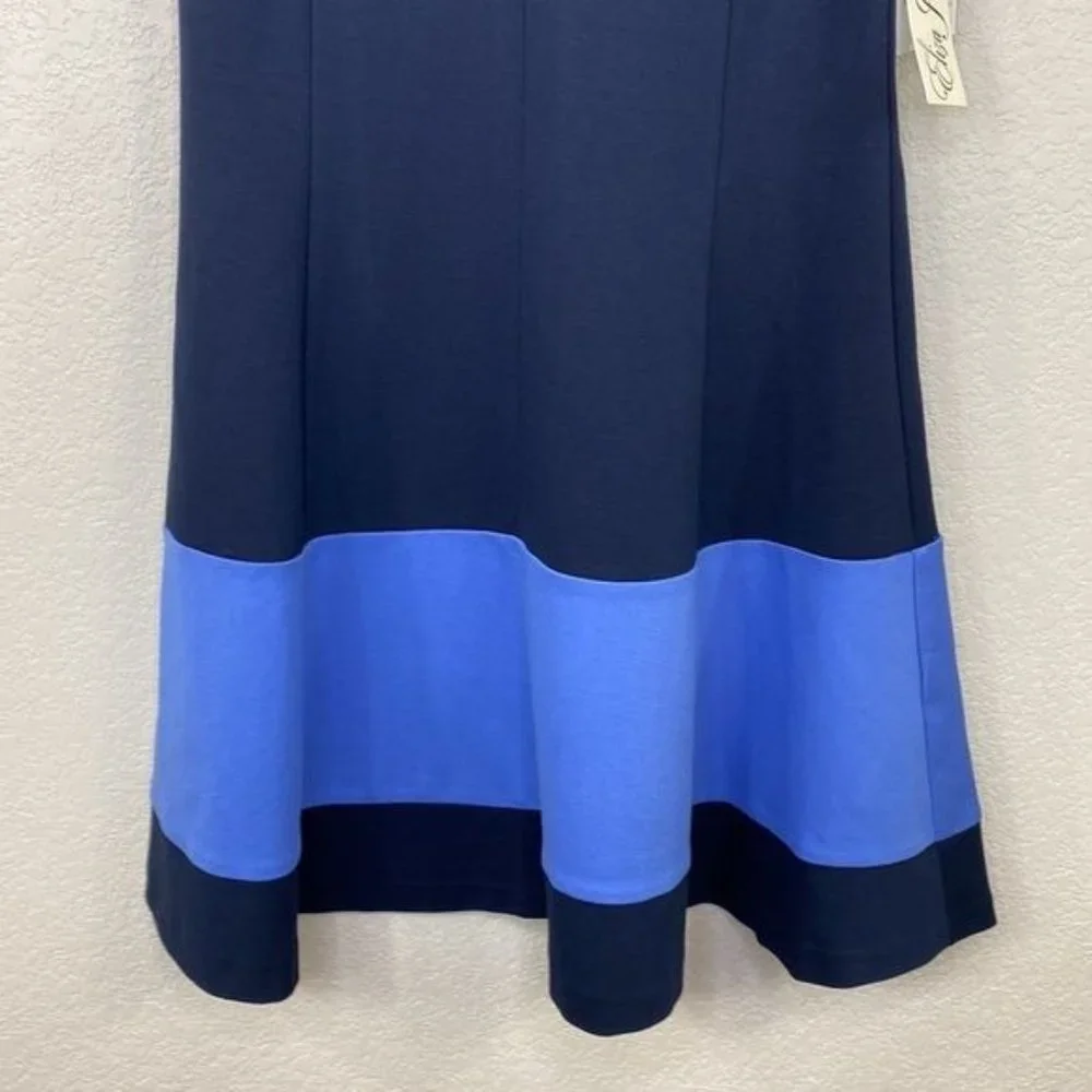 Eliza J NWT Fit to Flare Navy Color block Dress Size 10 - Picture 4 of 12